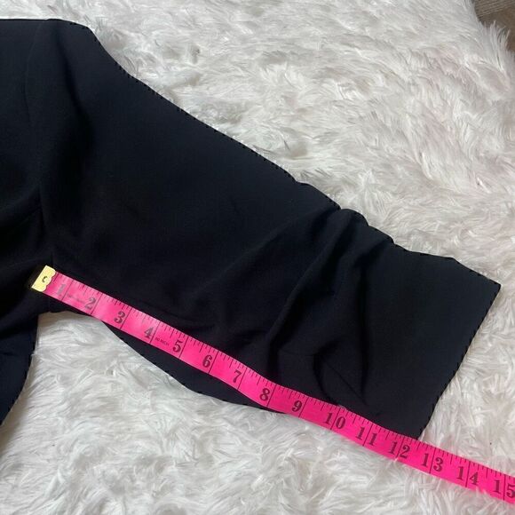 Vince Camuto Ruched Sleeve Blazer Size 22 W Black Hook Closure Collared Vneck - Picture 9 of 10